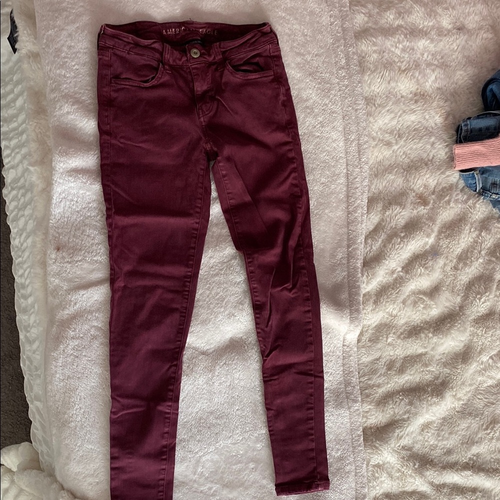 American Eagle Outfitters Maroon Stretch Jeans